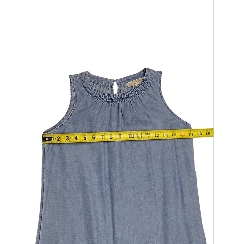 LOFT Chambray Blue Lightweight Denim Drop Waist Popover Tank Dress Size XXS - Picture 8 of 10